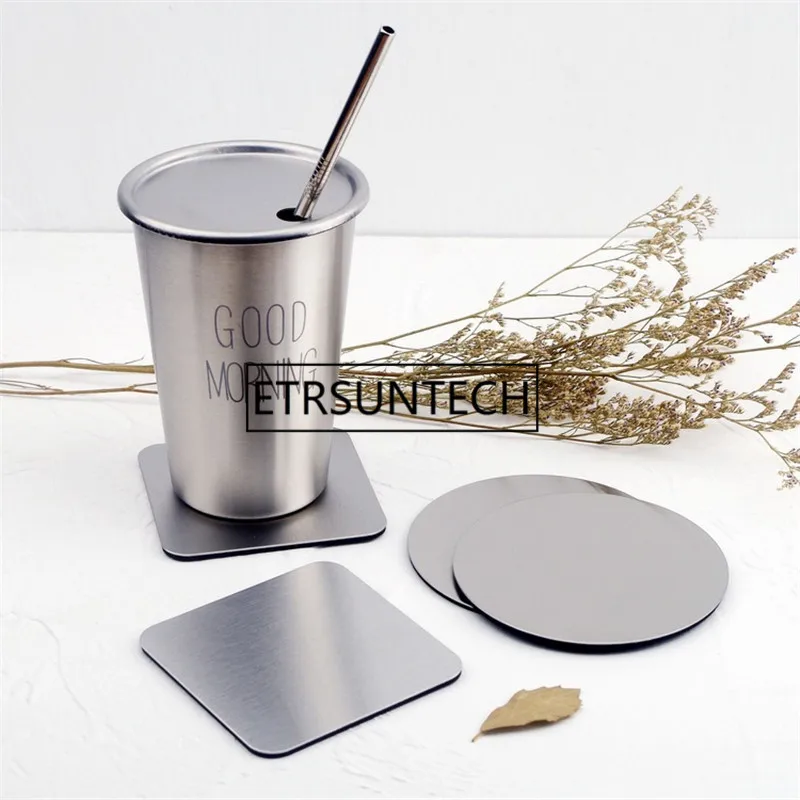 100pcs Stainless Steel Gold Plated Mats Bowls Coffee Tea Cup Mat Table Mat Kitchen Table Decoration