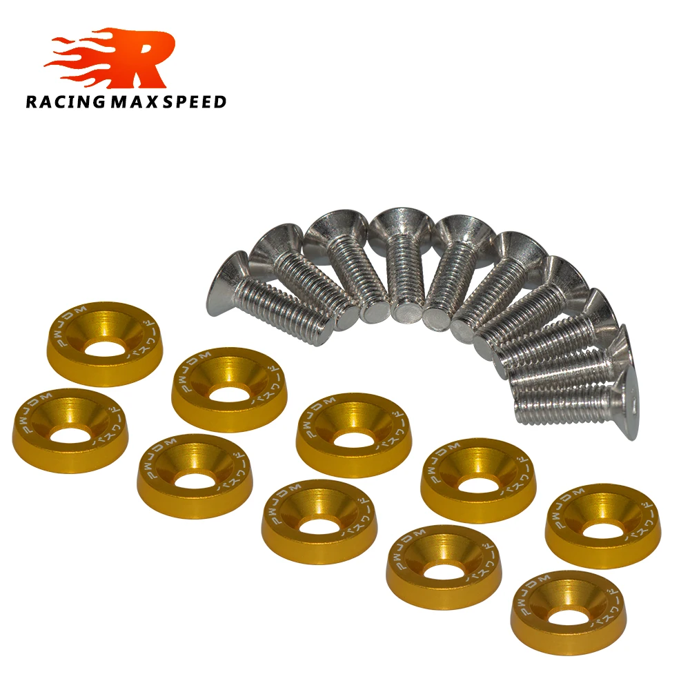 Arandelas y perno de guardabarros de aluminio, Universal, estilo JDM, para Honda Civic Integra RSX EK EG DC, 10 unids/lote por paquete