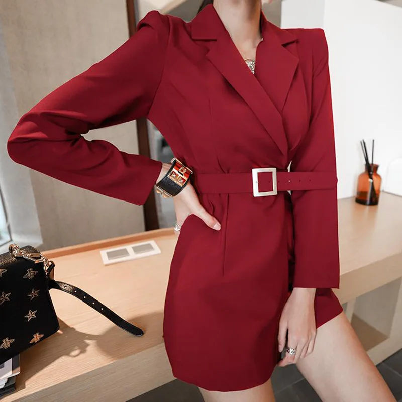 Red Black Mini Pants Trousers Long Sleeve Casual Playsuit Plus Size Women's Autumn Winter Rompers OL Work Office Women Jumpsuits