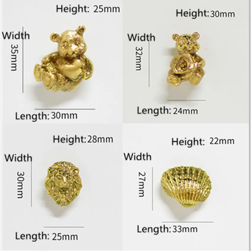 Good Solid Brass Creative Animal Model Kitchen Cabinet Furniture Door Handle Tiger Bear Rabbit Lion Drawer Shoe Cabinet  Knob