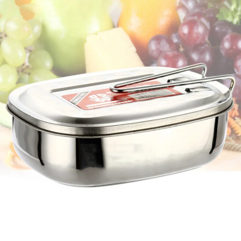 

Food Container Bento Lunch Box Stainless Steel Portable Square Snacks Storage