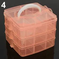 3 Layers Jewelry Suitcase Carrying Case 18 Compartments Clear Storage Box Container Jewelry Bead Organizer Case