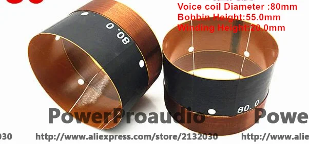 2 pcs High Quality 80mm woofer / loudspeaker / speaker voice coil