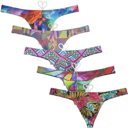 Costume da bagno Bikini da uomo Sexy perizoma stampato costume da bagno liscio t-back Mini Beachwear infradito da surf