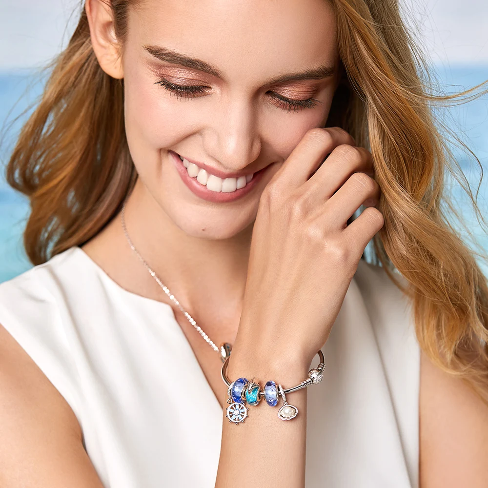 ATHENAIE Playful Dolphin Charms fit Bracelet & Necklaces 925 Sterling Silver Italian Murano Glass Charm Bead for Women Jewelry