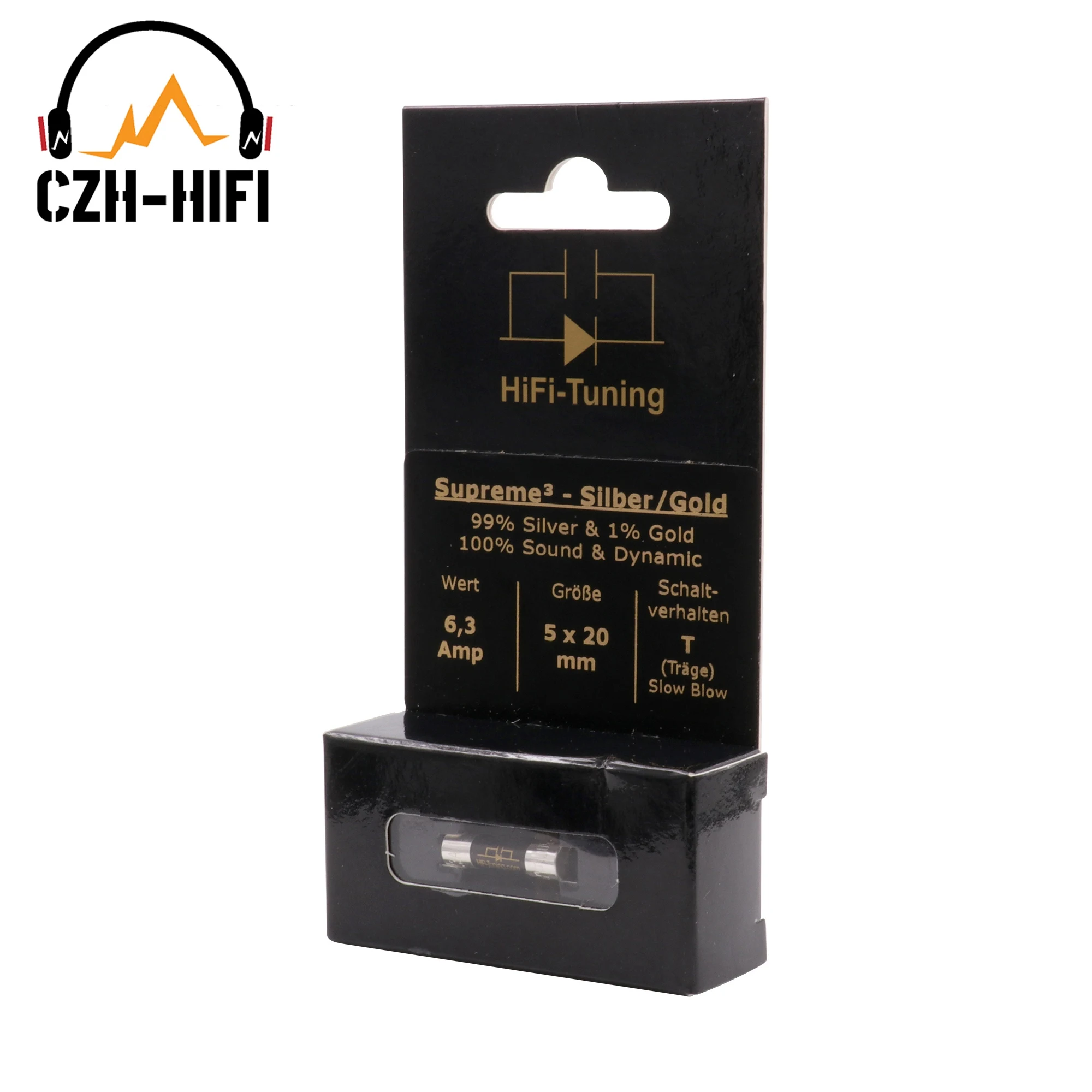 1PC Deutschland HiFI Tuning Sicherung 5x20mm Premium 100% Silber & 1% Gold 100% Sound & dynamisch für Audio Verstärker DAC Vorverstärker Lautsprecher