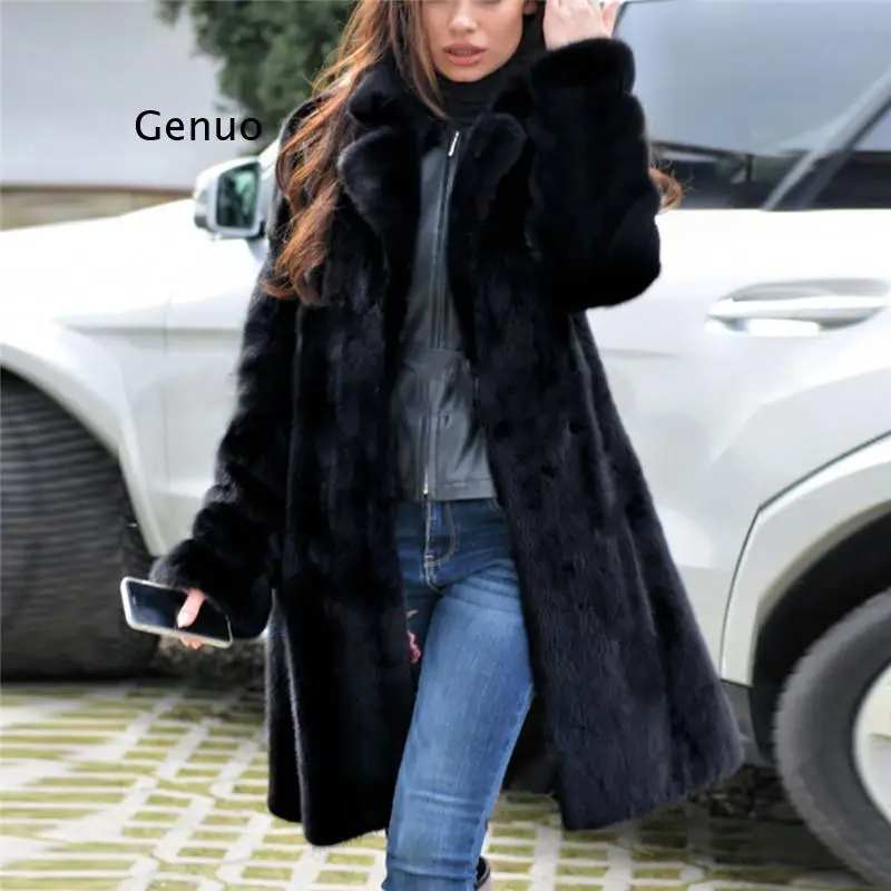 Autumn Winter New Mink Coat Imitation Fur Coat Long Warm Winter Windbreaker Europe and The United States Code S-4Xl