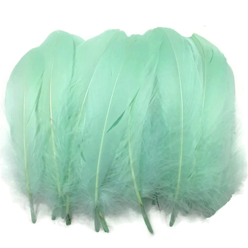 Plumas de Nagoire de ganso verde menta natural para manualidades, plumas de 5-7 pulgadas/13-18CM, joyería, accesorios de ropa, decoración de boda