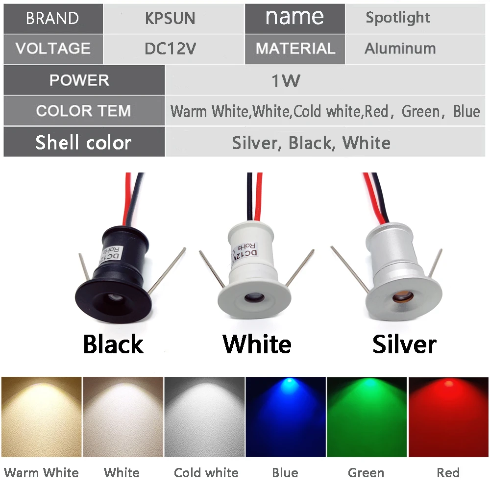 LED Downlight with Remote Controller 1W Dimmable Ceiling Light Black White Silver Shell Spotlight Stair Cabinet Light