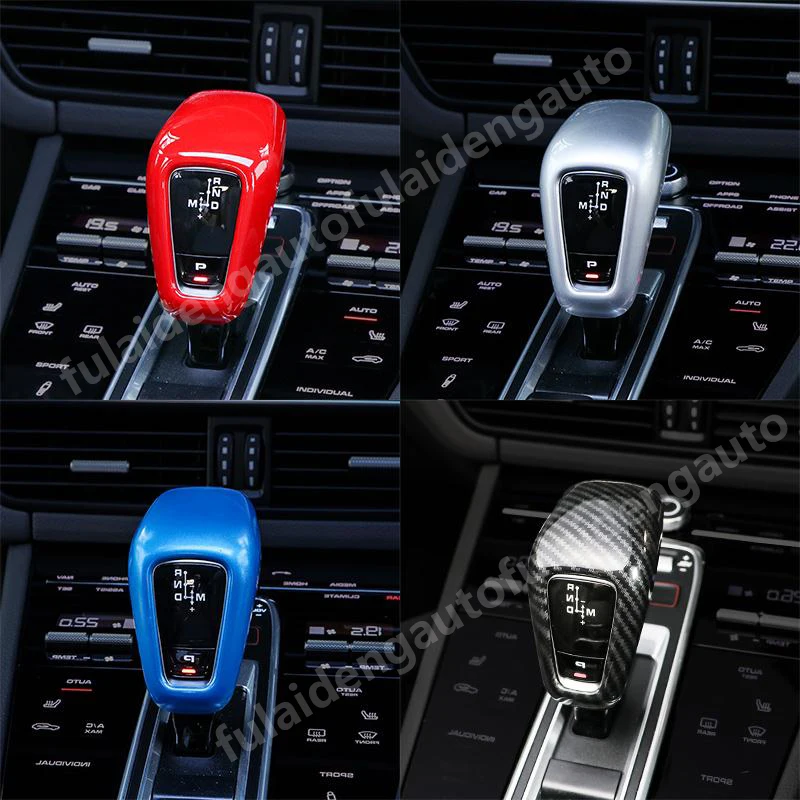 

For Porsche Cayenne 2018 2019 Matte ABS Carbon Fiber Hand shift Head Trims Gear Knob Cover trim Car Styling Accessories