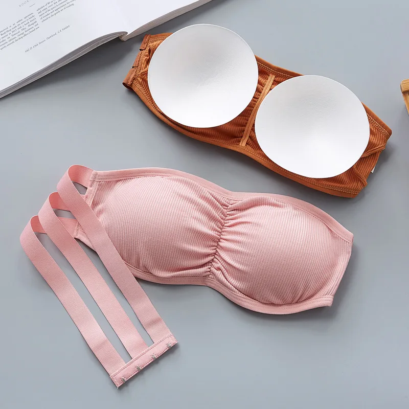 New Seamless Women Tube Tops Strapless Sexy Bra Crop Top Back Closure Bandeau Top Underwear Female Strapless Bra Wrap Top