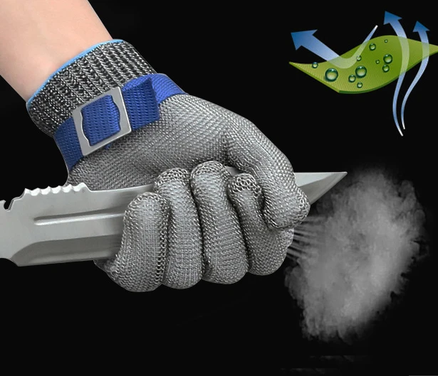 Cut Proof Protect Work Glove 100% Stainless Steel ANSI Cut 5 Safety Metal Mesh Butcher Gloves