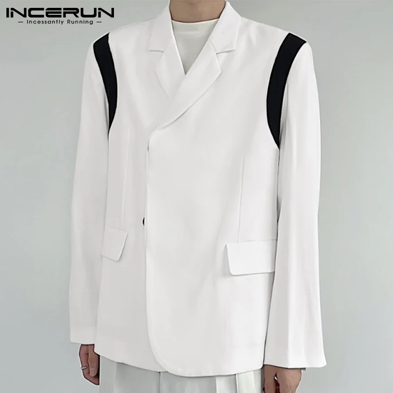 INCERUN Tops 2022 korean Style Fashion Men's Long Sleeve Blazer Coat Outer Garment Male Stitching Color Casual Suit Coats S-5XL