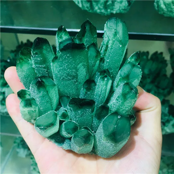 

300-500g natural green ghost quartz crystal cluster healing crystals raw gemstone specimen for home&office decoration fengshui