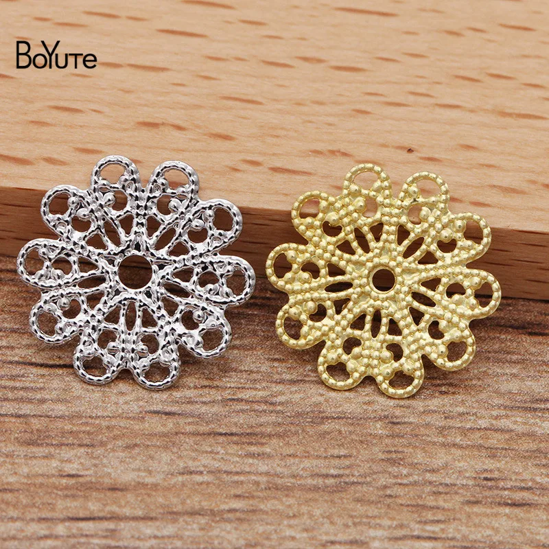 BoYuTe (100 Pieces/Lot) 17MM Flower Metal Brass Filigree Materials Diy Handmade Jewelry Findings Components