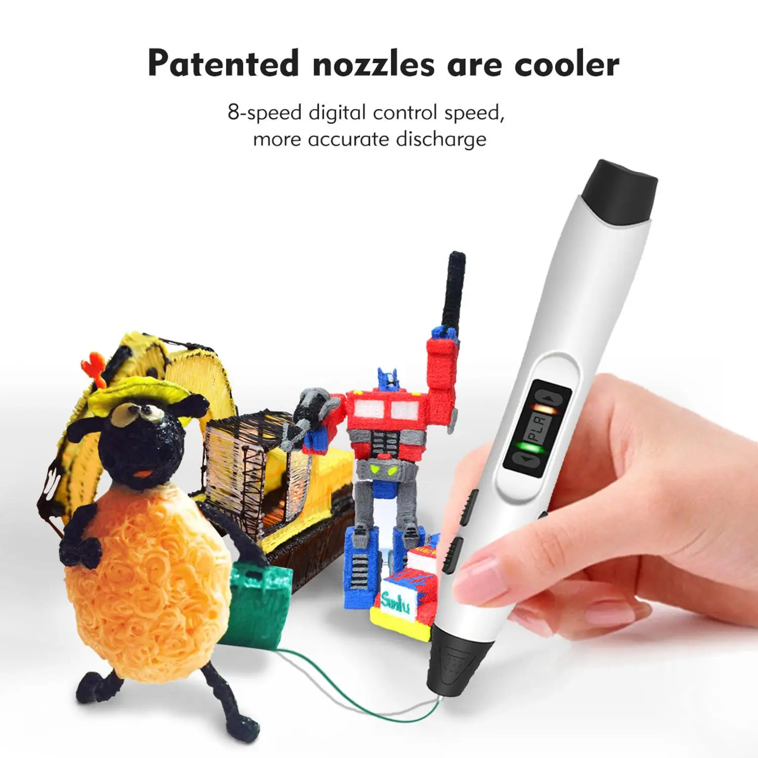 SUNLU 3D Printer Pen SL-300 new DIY gift free ship with UK EU US Plug 8 Digital Speed Control for Drawing and DIY