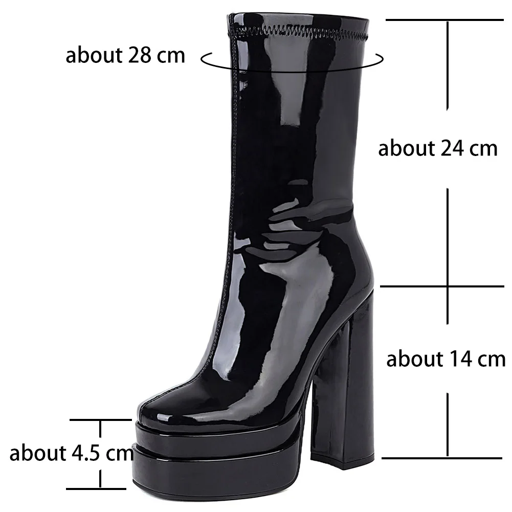 DORATASIA INS Brand Big Size 43 Women Motorcycle Boots black Zip High Heel Platform women\'s Boots Mature Trendy Winter Shoes