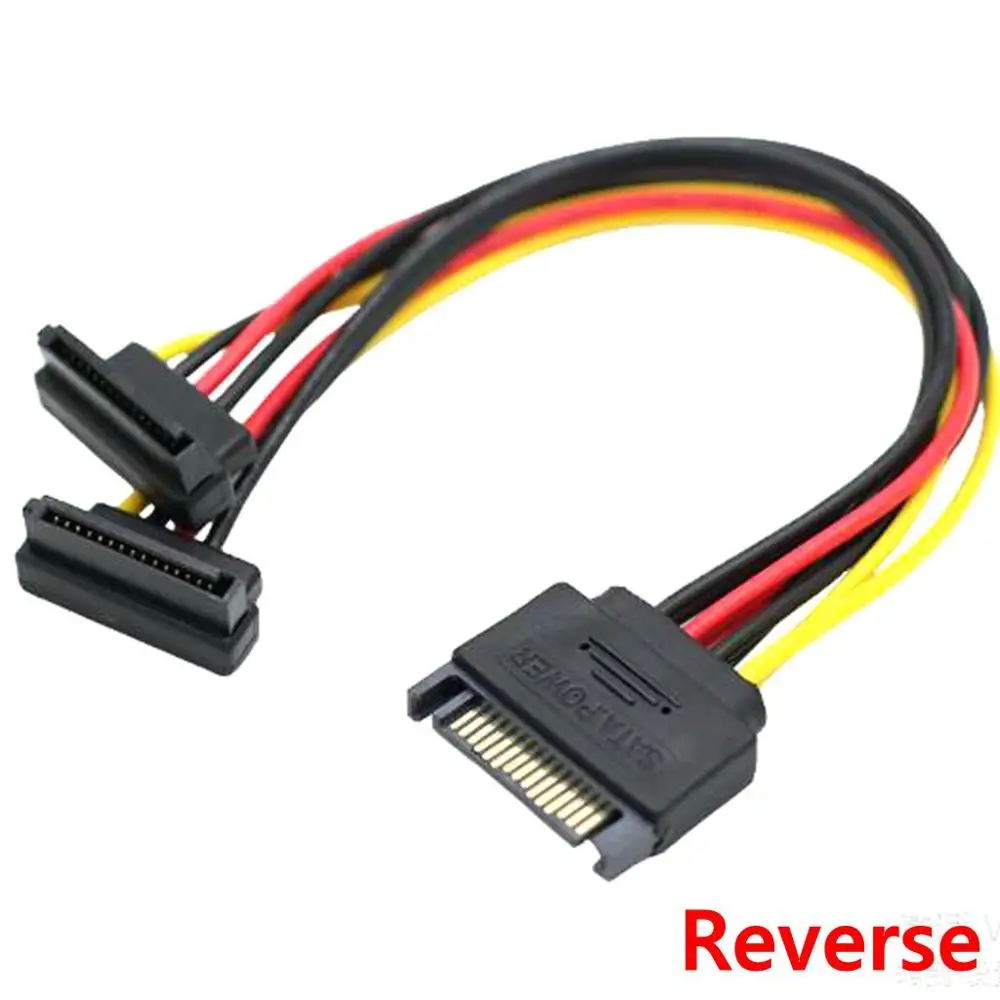 SATA Right Angle 1 to 2 way 15Pin SATA Power Extension Cable Male to Dual Female SATA SSD Power Port Multiplier 20cm Best Price