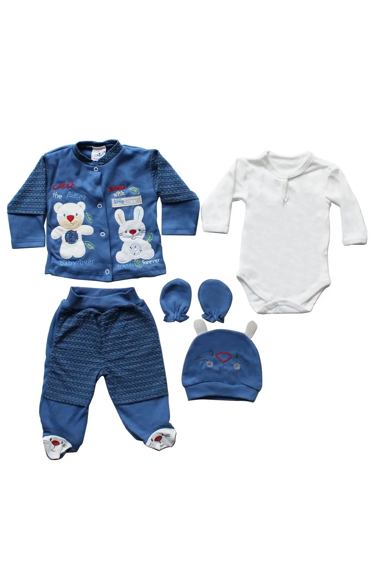 Catch Leaves 5 Piece Baby Suit-Navy Blue