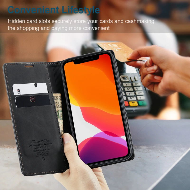 CaseMe For iPhone XR Case 11 12 13 Mini Xs 6 6s 7 8 Plus SE2020 Retro Leather Magnetic Book Phone Wallet Flip For iPhone XR Case