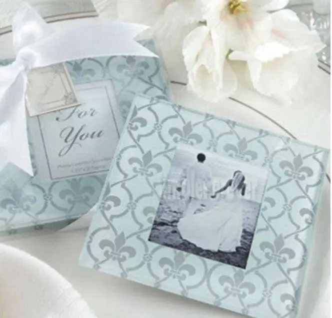 60sets=120pcs/lot Classic Glass Coasters/Photo Frame, Wedding Favors Gifts