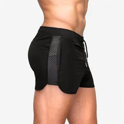 2021 New Summer Breathable Quick Drying Elastic Mesh Shorts European and American Fitness Training Sprint Six Color Shorts Men