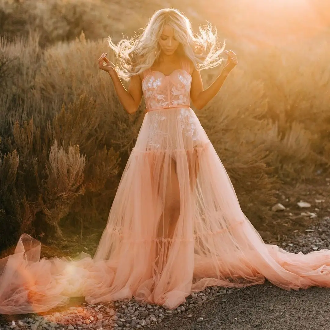 

Модное прозрачное вечернее платье А-силуэта с открытыми плечами, длинное кружевное платье на бретельках с аппликацией для выпускного вечера, женское платье с завязкой сзади