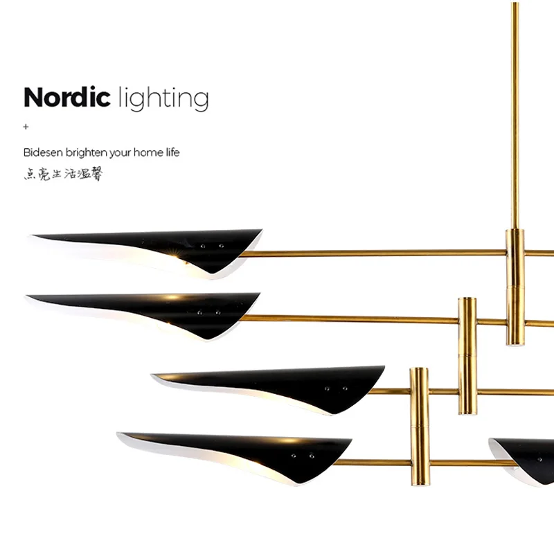 LED Nordic Pendant Light Postmodern Personality Dining Room Bedroom Fixture Black White Design Hanging Lamp