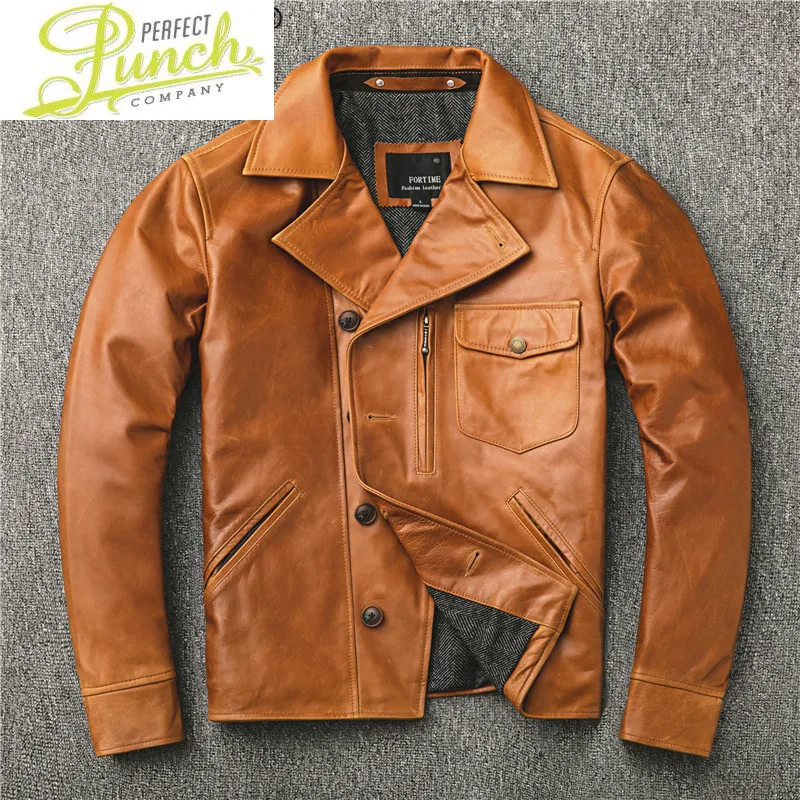 

Real Motorcycle Leather Jacket Men 100% Sheepskin Coat Vintage Mens Genuine Leather Jackets Veste Homme 1224 KJ4837