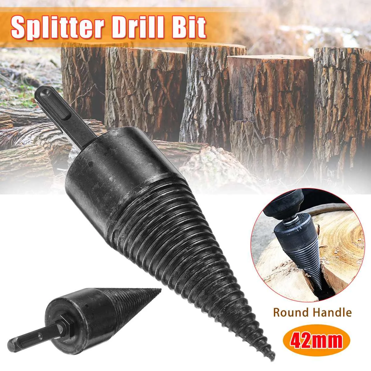 32mm/42mm/45mm 1PCS Holz Kegel Reibahle High Speed Stahl Brennholz Spaltung Bohrer harte Holz Kegel Splitter Bit Bohren Werkzeuge