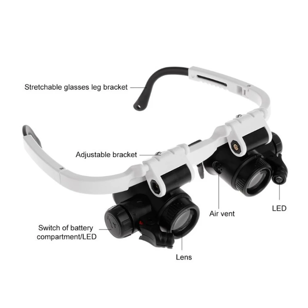 Jeweler Watchmaker With Led Light Magnifying Glass 8x 15x 23x Headband Magnifier Glasses Reading Led Magnifying Glass Glasses