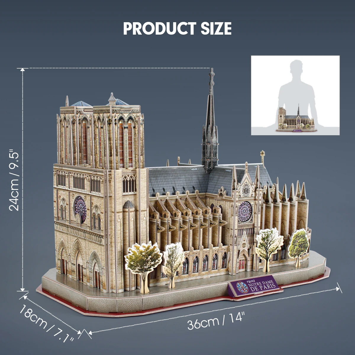 CubicFun 3D Puzzle Notre Dame de Paris Model Kits 128 Pieces France Architecture Gothic Cathedral Building Gifts for Adults Kids