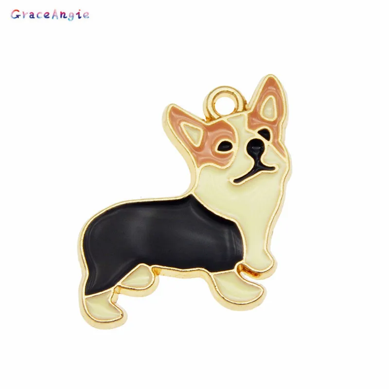 

8pcs Mix enamel dog charm for jewelry making cute earring pendant bracelet necklace charms diy design charms corgi jewelry gift