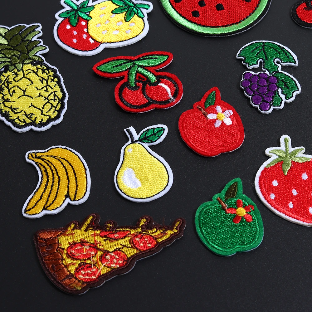 Fruit Embroidery Patch Heat Transfers Iron On Cherry Banana Badge Sew On Patches for Clothing DIY Clothes Sticker Decor Applique
