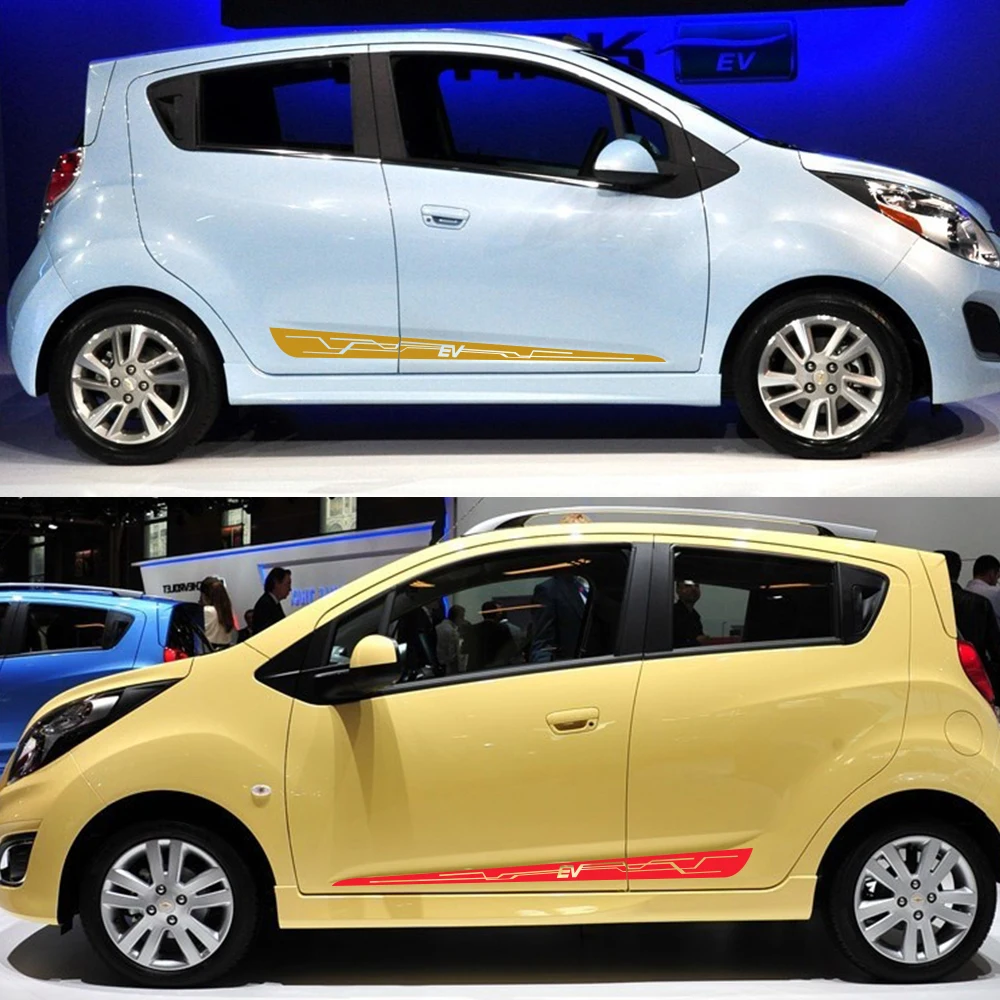 For Chevrolet Spark EV Tuning Auto Accessories 2PCS Car Door Side Stickers Vinyl Film Decals Automobile Sports Styling Graphics