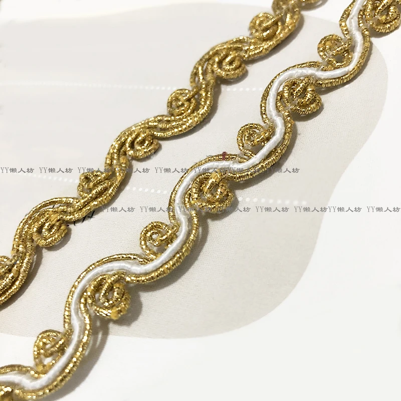 13 Meters Gold Braided Lace For Women Dress Diy Clothes Trims Sewing Apparel Accessories 1.1cm-1.2cm wide