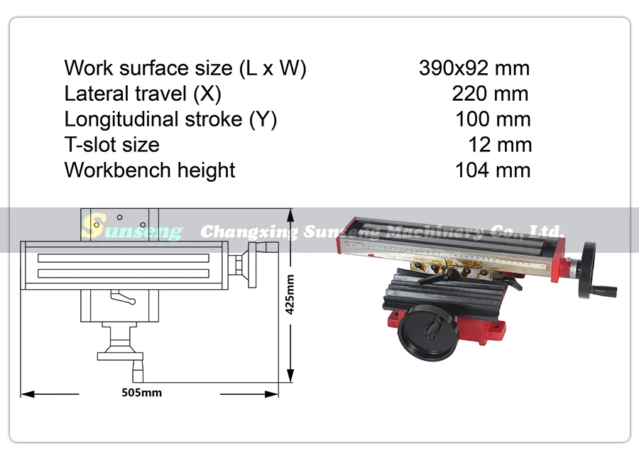 Cast di Ferro Tavolo di Lavoro 390x92mm SIEG X2 Fresatura accessori per macchine