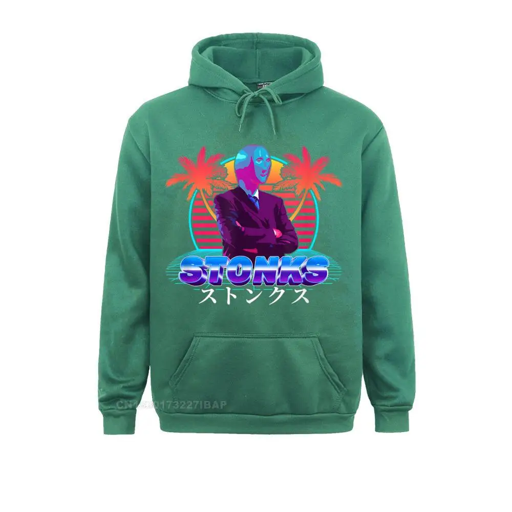 Stonks Vaporwave Meme Man Retrowave Outrun Streetwear Hoodie Hoodies Labor Day Classic Classic Men Sweatshirts Comfortable Hoods