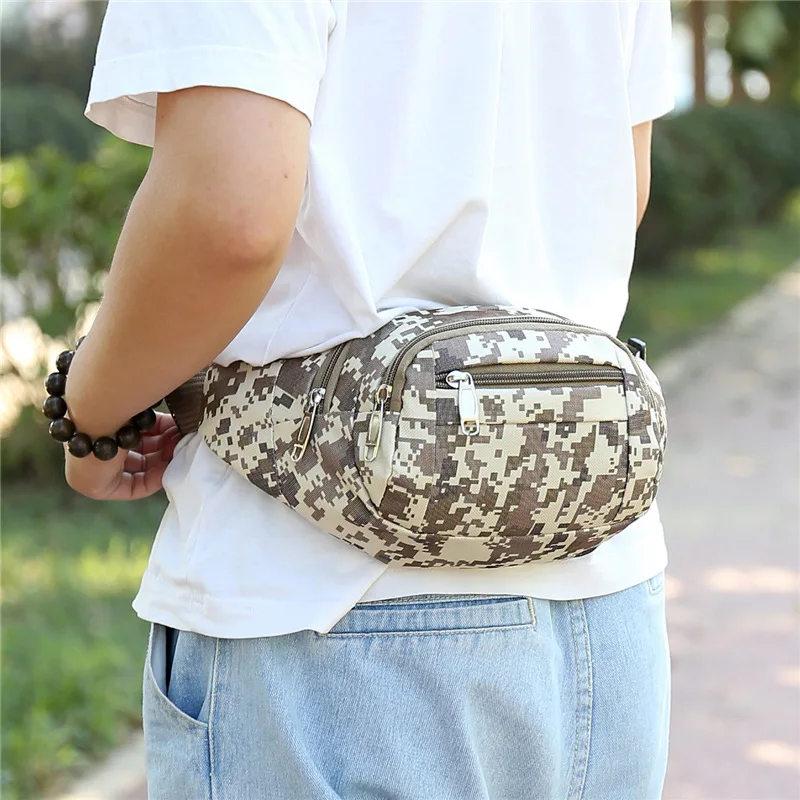 New Outdoor Men\'s Mobile Phone Waist Bag Multi-Function Sports Messenger Bag Fashion Camouflage Men and Women Running Bag