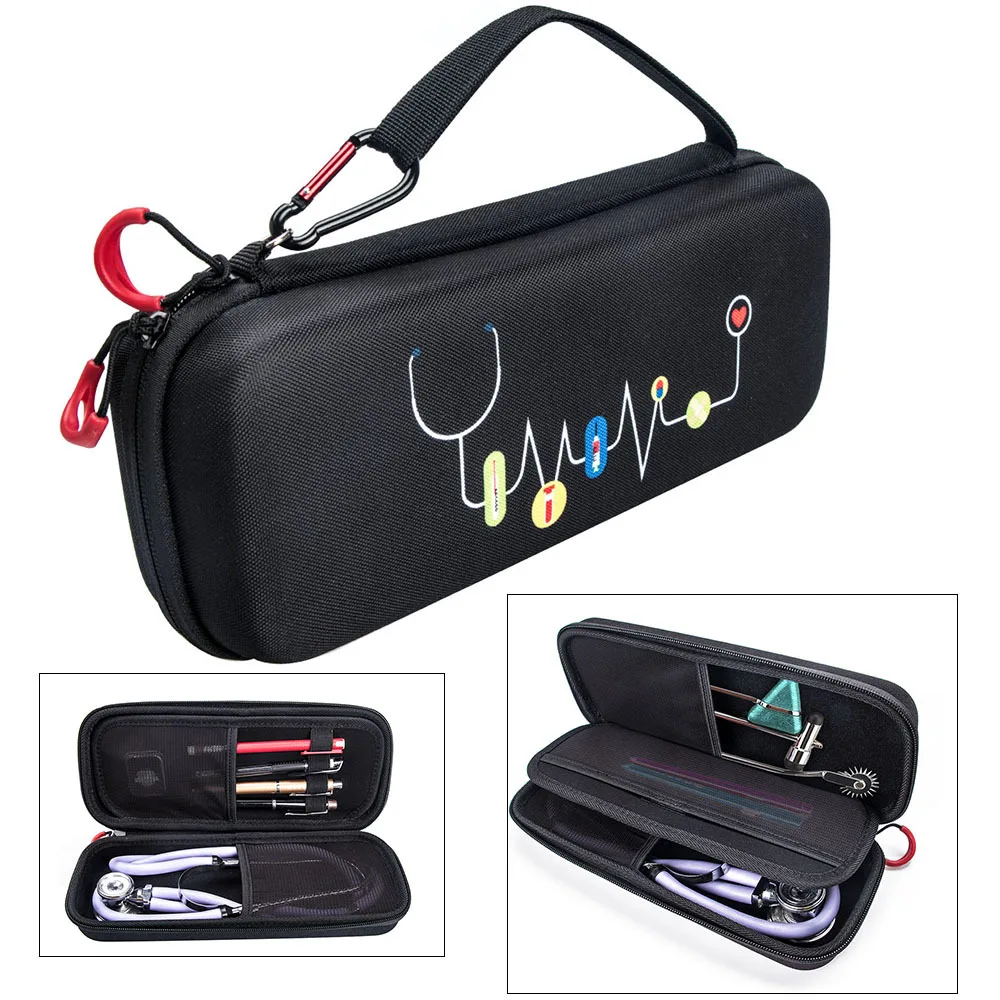 Double Layer Hard EVA Portable Stethoscope Carrying Case Bag Pouch Cover for 3M Littmann /MDF/ADC/Omron and Other Accessories