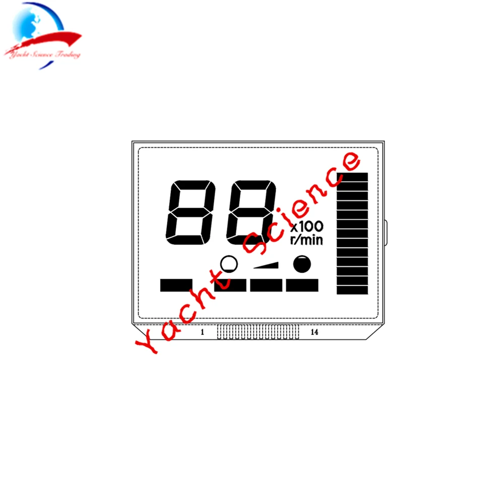 1pcs LCD Display for Yamaha 6Y5 Model Tach Multifunction Outboard Gauge Tachometer with No Buttons for Black Back Cover only