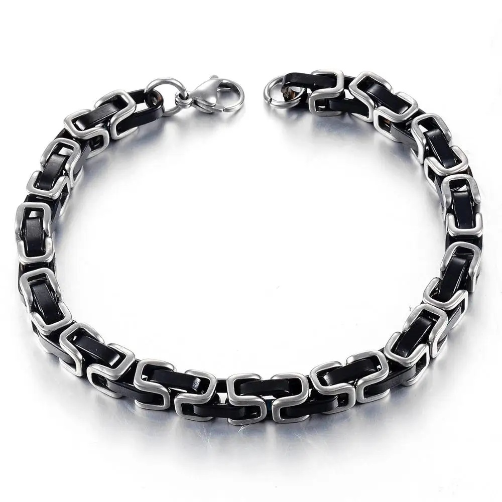 Men's Stainless Steel Byzantine Bracelet Fashion Jewelry Width 6mm Length 23cm