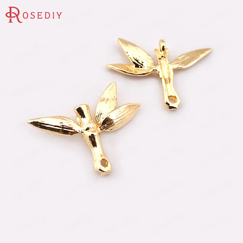 (F406)10 pieces 12*19mm High Quality Gold Color Brass Bamboo Charms Pendants Diy Jewelry Findings Accessories wholesale