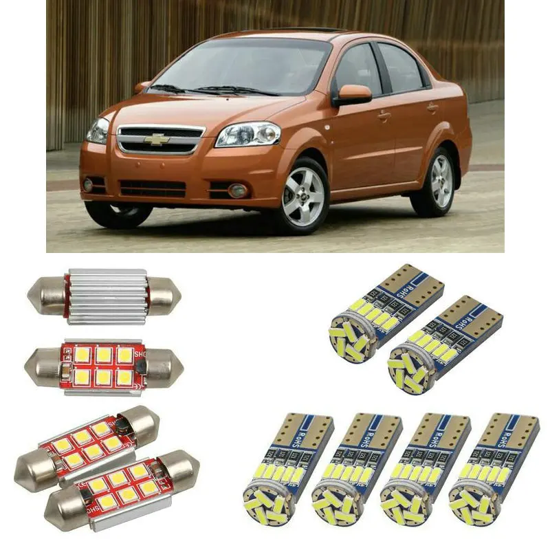 Interior led Car lights For chevrolet aveo kalos saloon Reading dome bulbs for cars error free License Plate Light 6pc/lot