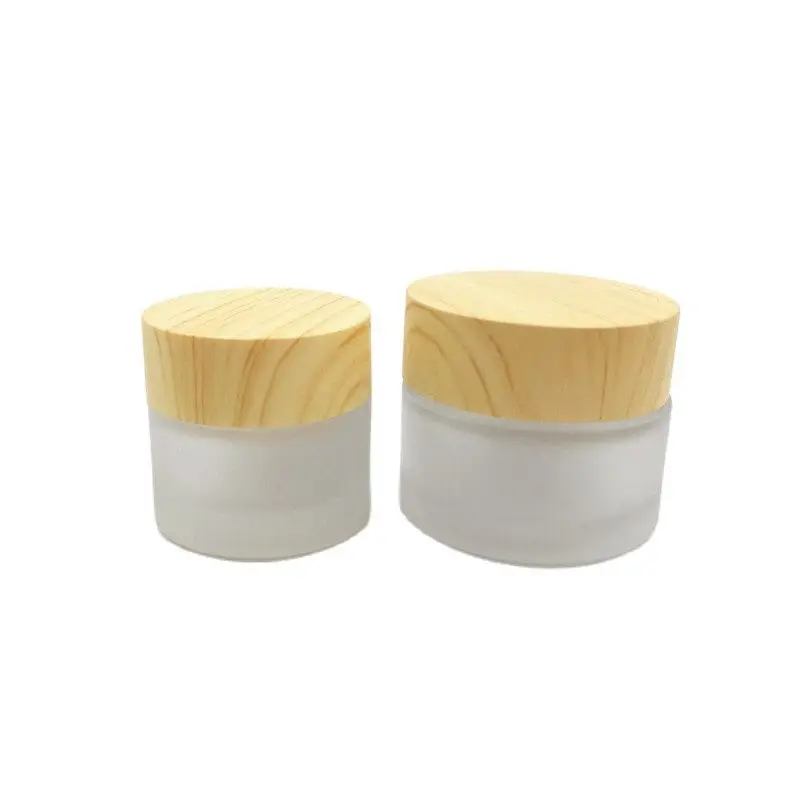 

50pcs 5ml Frosted Translucent Glass Cream Jar with Bamboo Caps