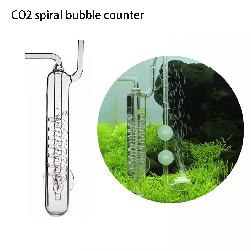 

ZRDR Aquarium Tank CO2 Diffuser Bubble Counter Spiral Glass Atomizer Regulator for Planted Tank with Suction Cup CO2 Equipments