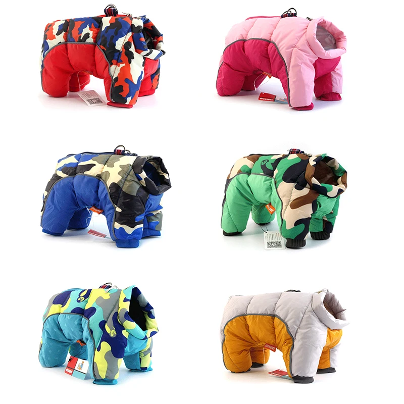 Winter Pet Warm Cotton Clothes Dog Winter Clothe Thickened Waterproof Zipper Jacket Teddy Dog Four Legged Clothes Pet Supplies