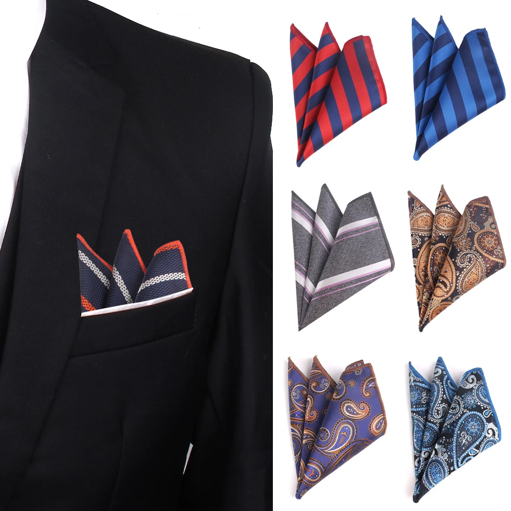 Jacquard Paisley Handkerchief Striped Pocket Square For Wedding 25cm*25cm Hankies For Men Brand Suits Pocket Towel Hanky