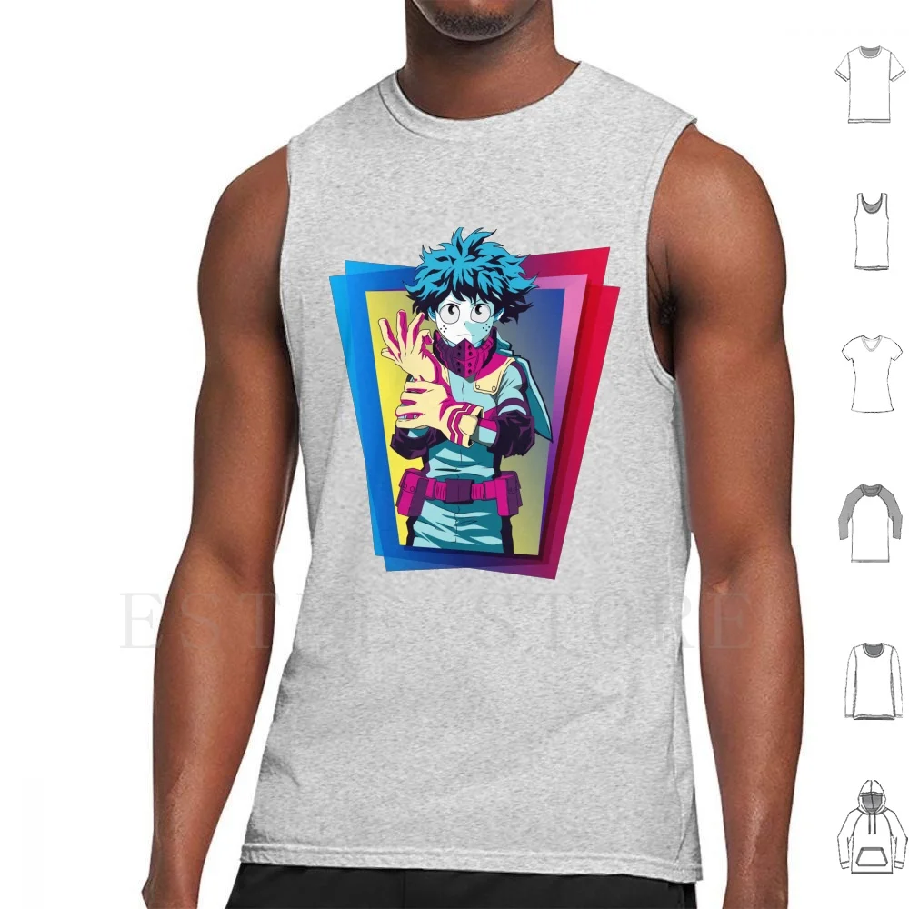 Deku | Colorfull Tank Tops Vest Cotton Izuku Midoriya Deku Boku No Hero Academia Shoto Todoroki Japanese Anime Quirk Katsuki