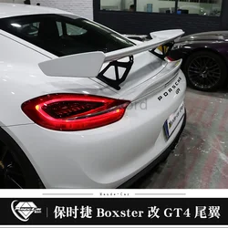 Car Styling Rear Trunk Spoiler Boot Lip Wing for Porsche 981 718 987 997 998 911 GT4 Carbon Fiber / FRP Glossy Black